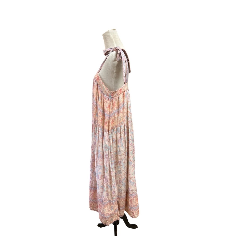 Lucky Brand Grateful Dead Floral Dancing Bears Whimsical Boho Midi Dress Pink M - Picture 5 of 12